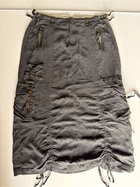 Vintage Da-Nang silk utility cargo maxi skirt